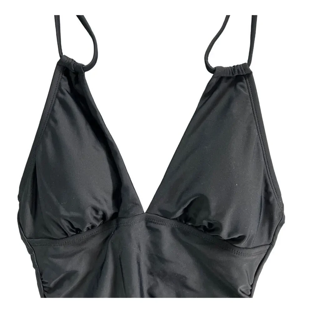 Espidoo Swimsuit Women S Black Padded One Piece Adjustable Ruched Beach Vacation